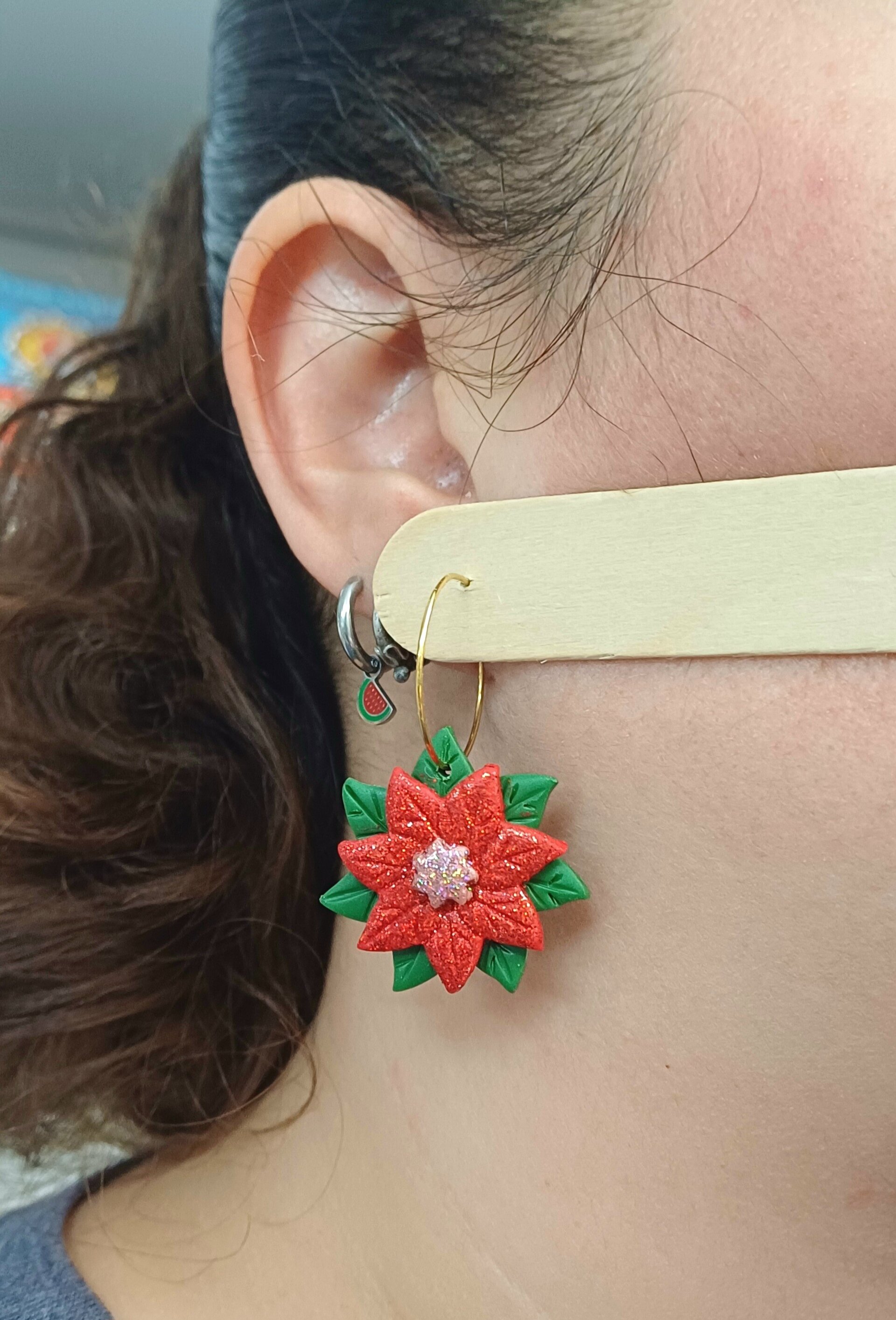 Flor navidad purpurina - 3